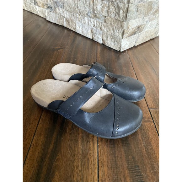 Vionic Twain Leather Mule Clogs Slip On Black Leather Size 6 - Picture 1 of 9